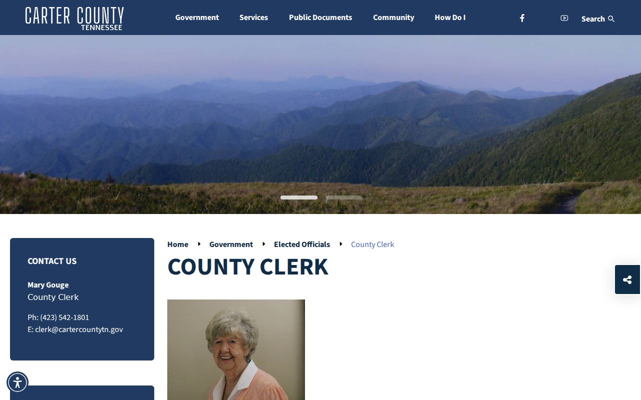 Official Carter County Clerk page showing a separate county office