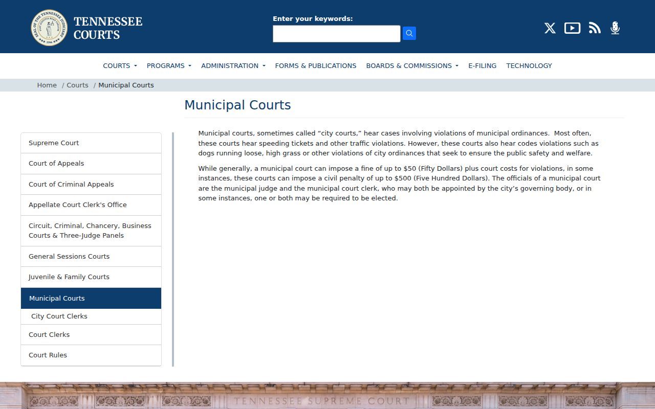 Tennessee municipal court traffic jurisdiction